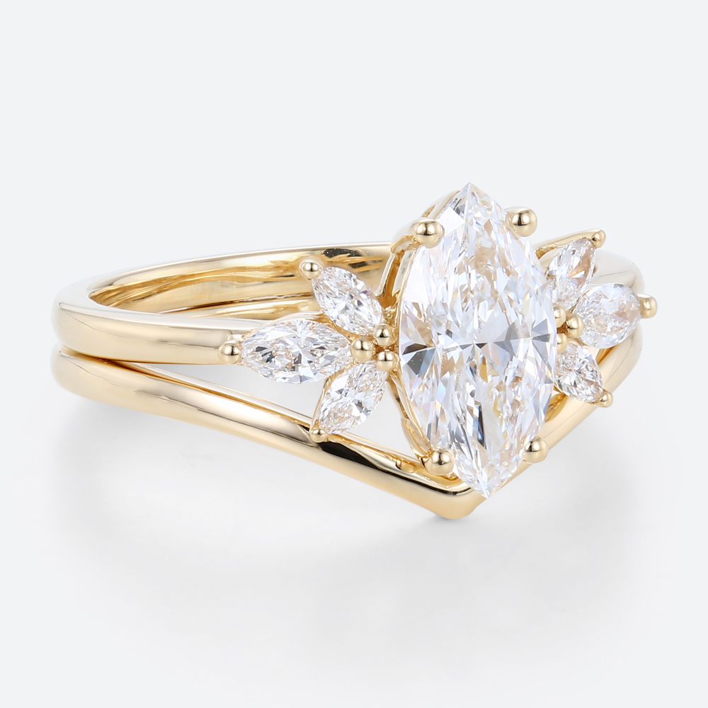 Vintage Marquise Engagement Ring Matching Wedding Ring Sets