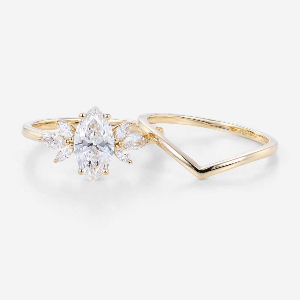 Vintage Marquise Engagement Ring Matching Wedding Ring Sets