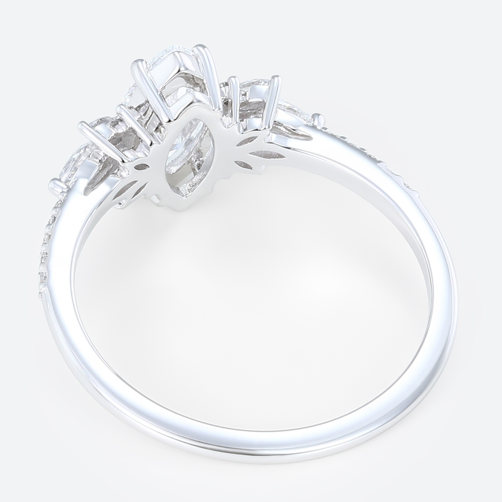 Pave Engagement Rings White Gold 1 Ct Marquise lab Diamond Ring