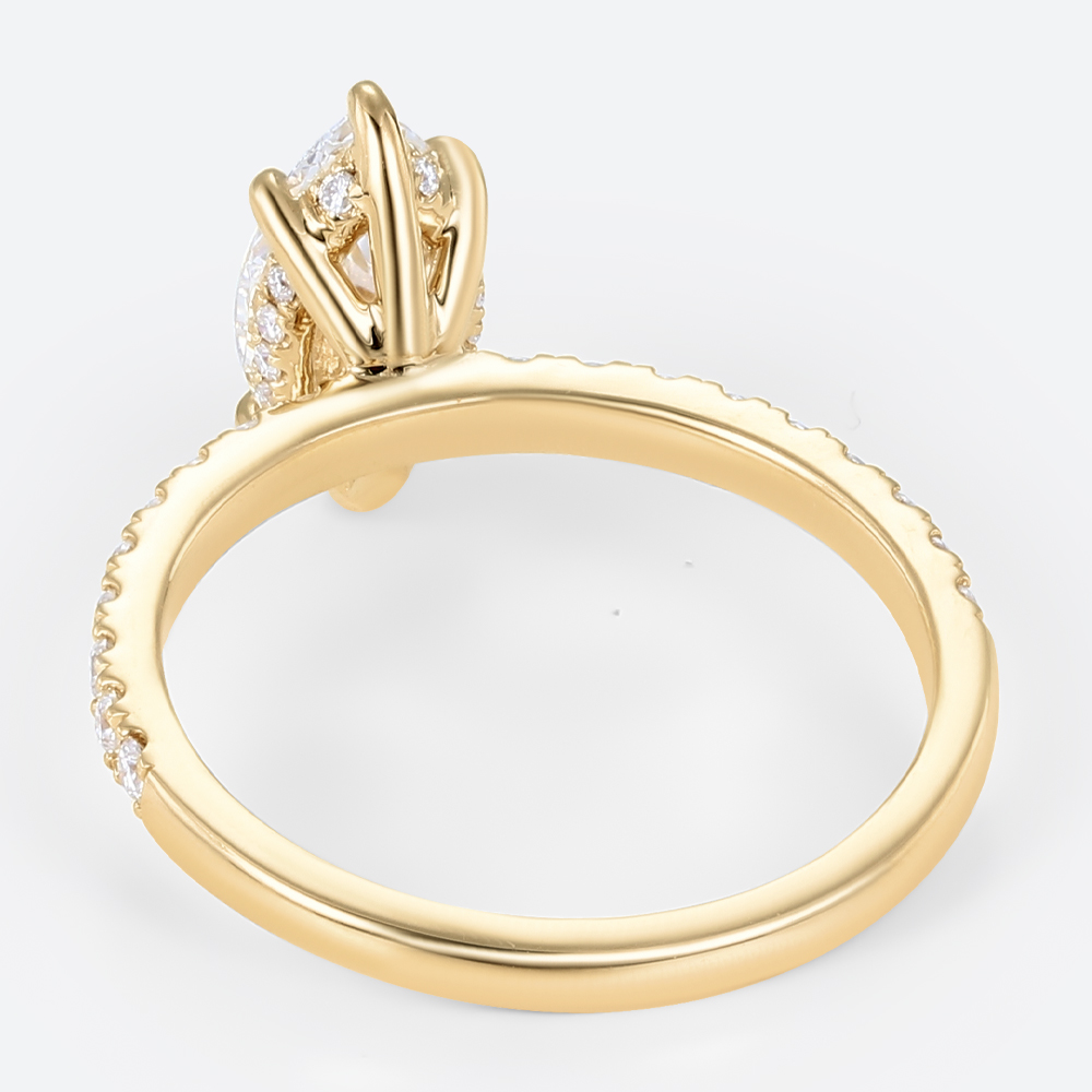 1ct Marquise Diamond Ring​ Pavé 6 Claw Prong Engagement Ring in Yellow Gold