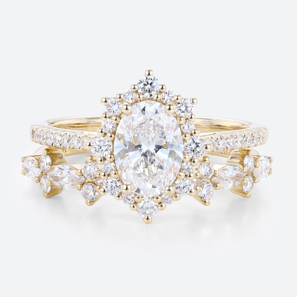 Oval Halo Engagement Rings Lab Diamonds Unique Bridal Ring Sets
