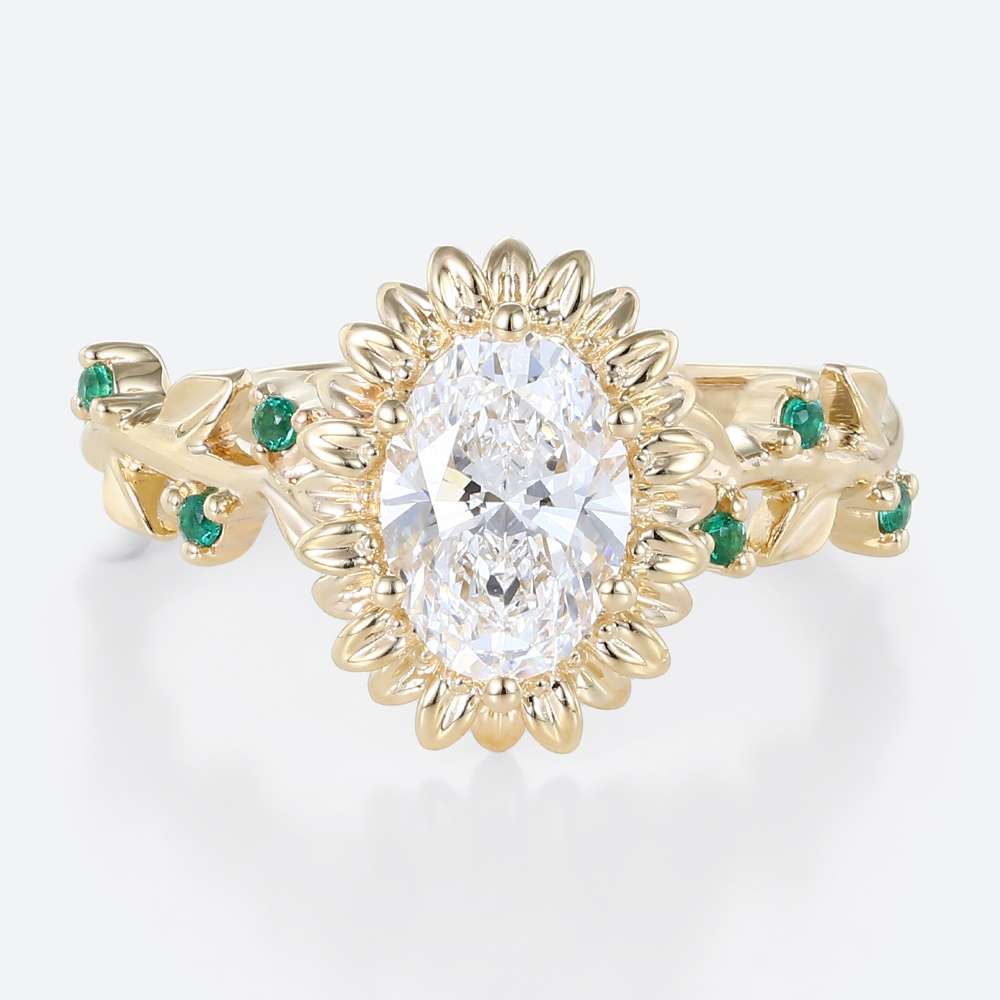 6 Prong Oval Engagement Ring 0.9 Carat Diamond Ring Lab Grown