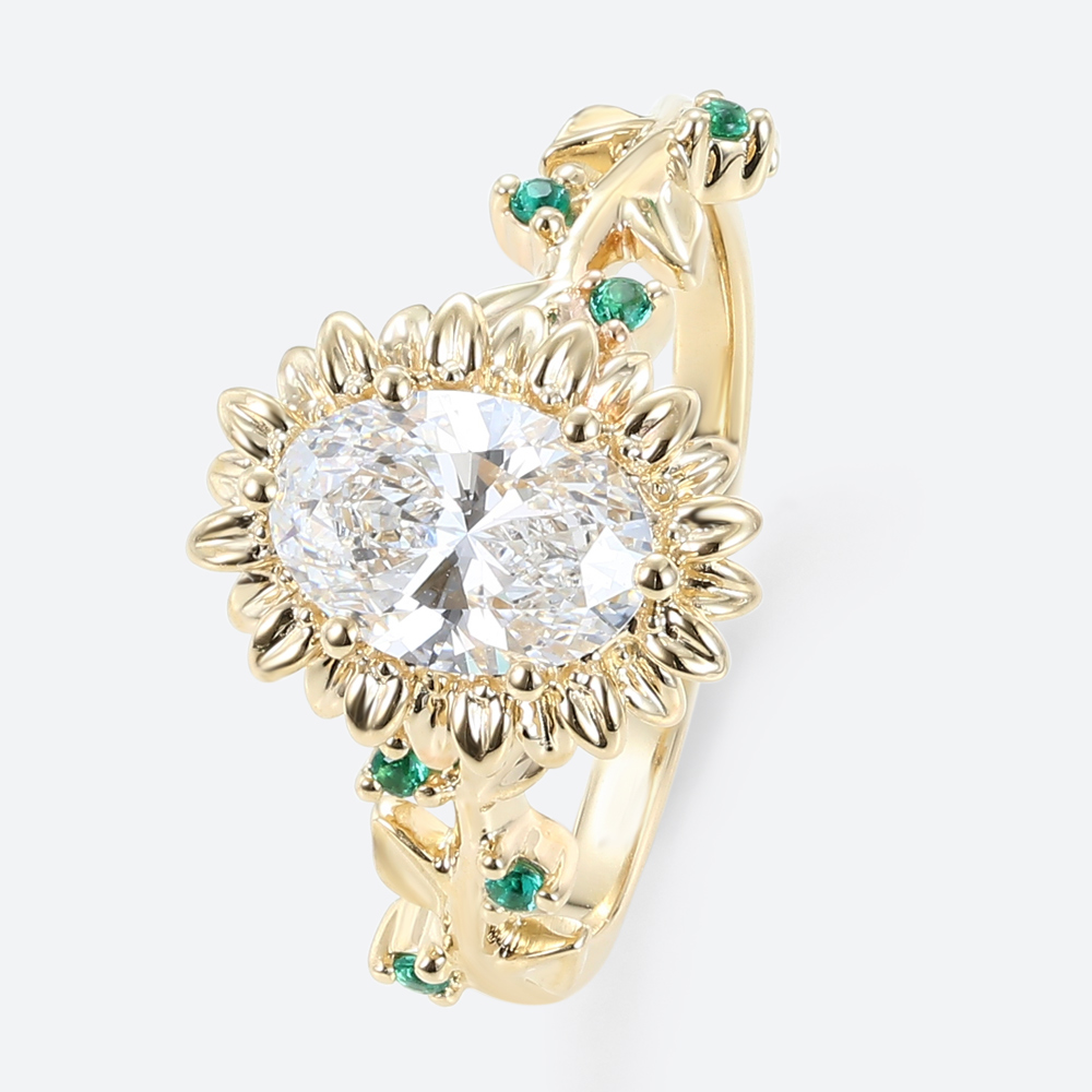 6 Prong Oval Engagement Ring 0.9 Carat Diamond Ring Lab Grown