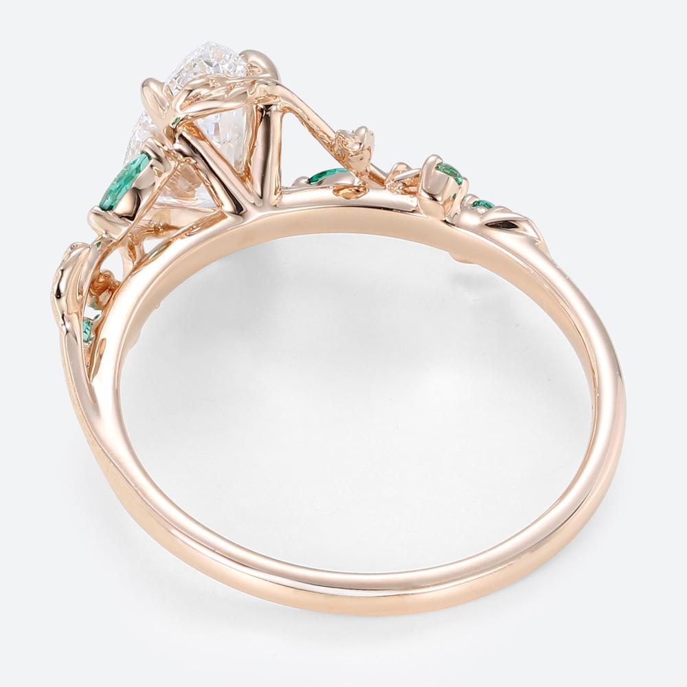 1ct Pear Lab Diamond Ring Nature-Inspired 4 Claw Engagement Ring in Rose Gold
