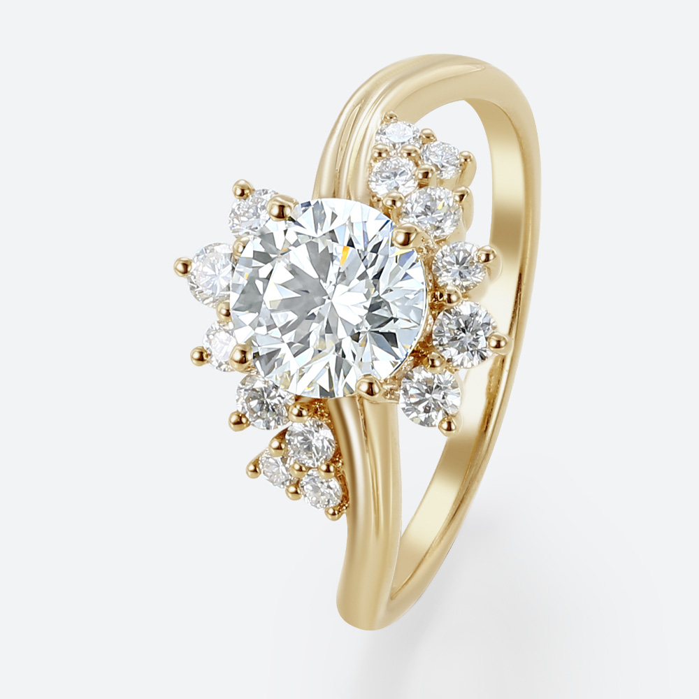 1ct Colorless VS+ Round Cut Lab Grown Diamond Wave-Inspired 4-Prong Engagement Ring (3)