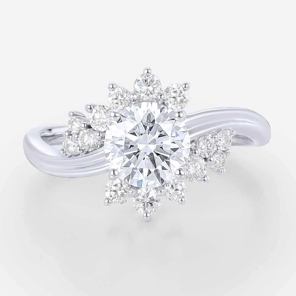 Round Cut Ring Lab Diamonds Rings White Gold Promise Rings