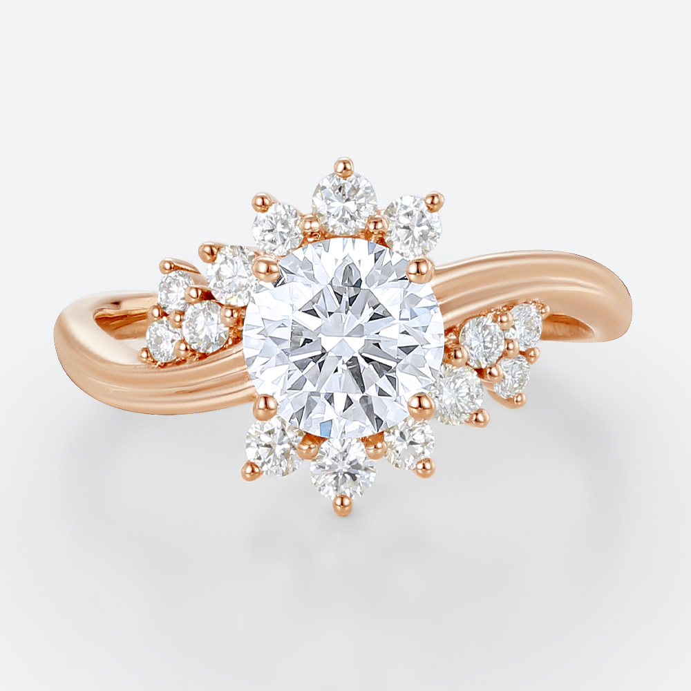 Round Cut Ring Lab Diamonds Rings Rose Gold Promise Rings