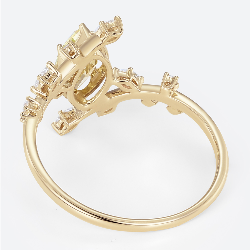 Marquise Cut Lab Yellow Diamond Ring 1ct Fancy Yellow Vintage Bridal Ring in Yellow Gold