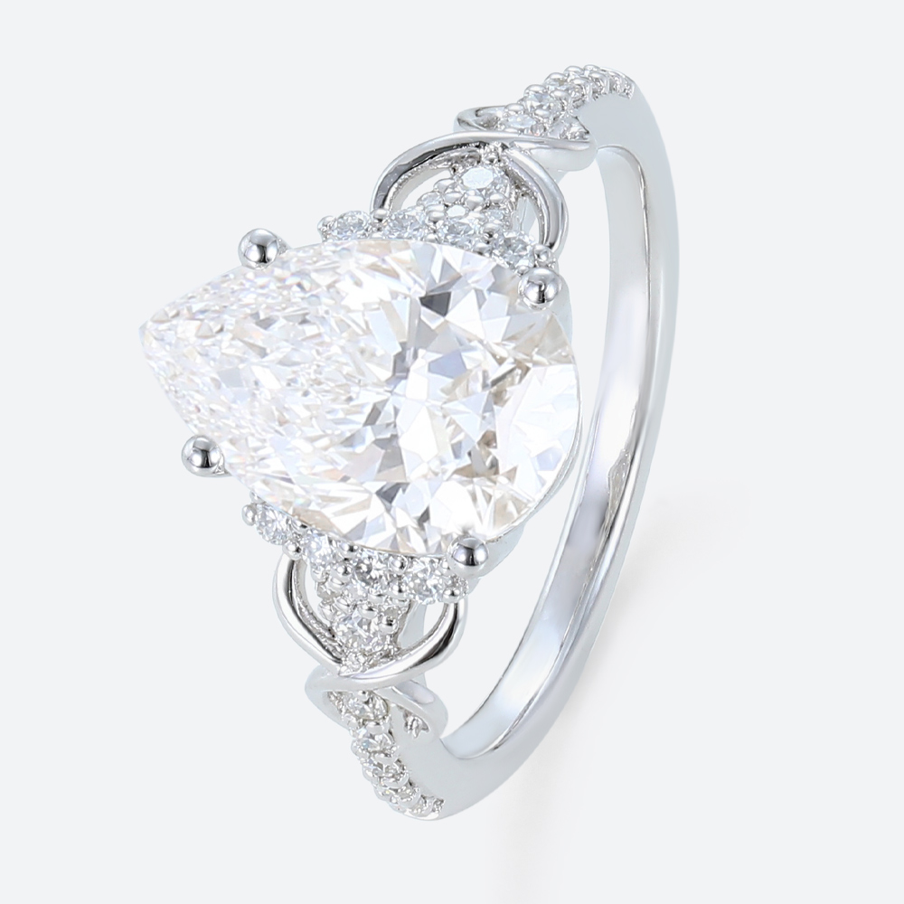 4 Ct Lab Grown Diamond Ring Unique Pear Shaped Infinity Ring​ in white gold