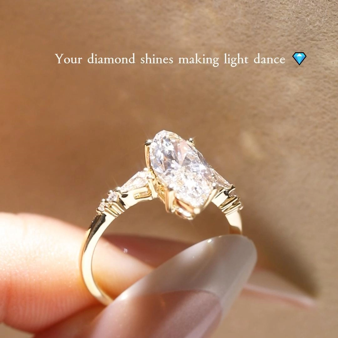 2ct Marquise Cut Lab Grown Diamond Kite Side-Stone Engagement Ring in White Gold