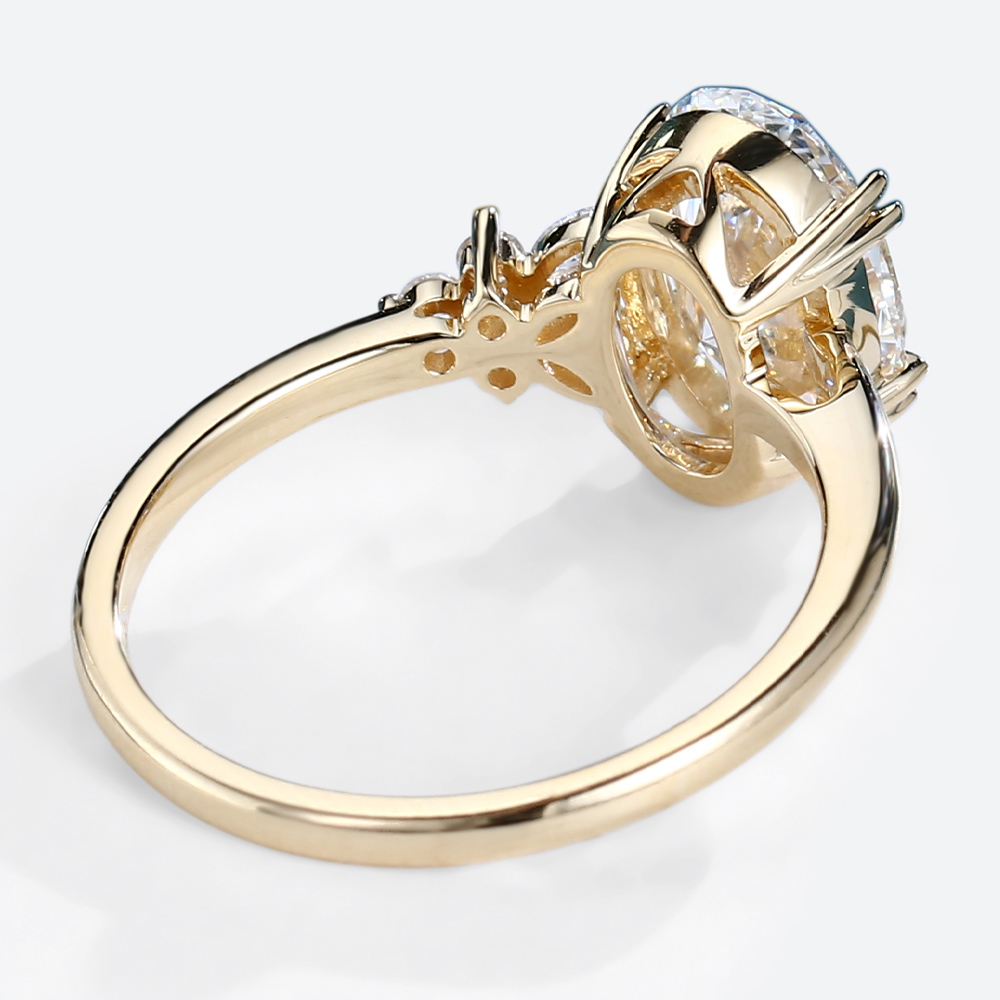 2ct Lab Diamond Ring Oval Cut Asymmetrical Engagement Ring