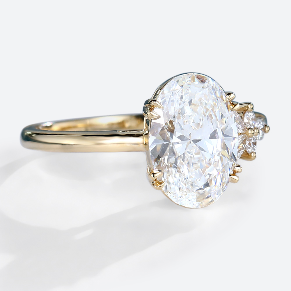 2ct Lab Diamond Ring Oval Cut Asymmetrical Engagement Ring