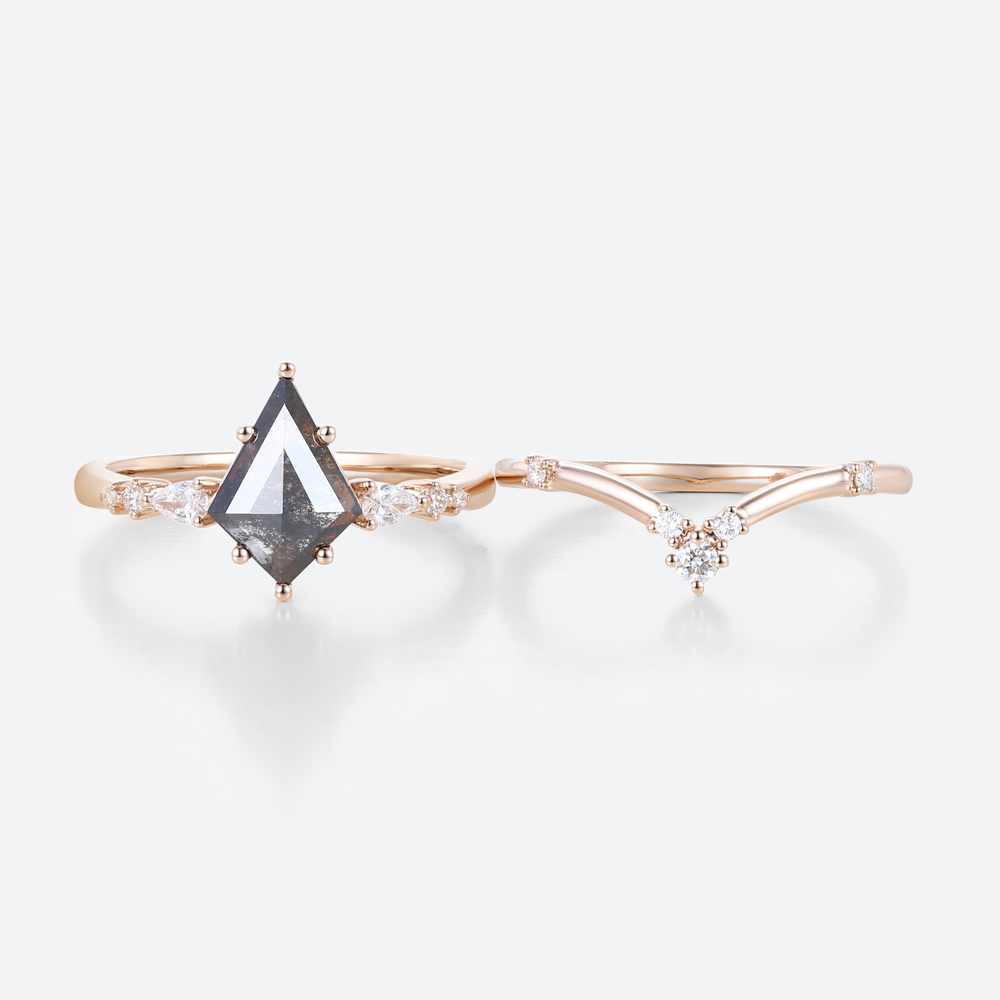 Simple Promise Rings Salt & Pepper Diamond Wedding Ring Sets