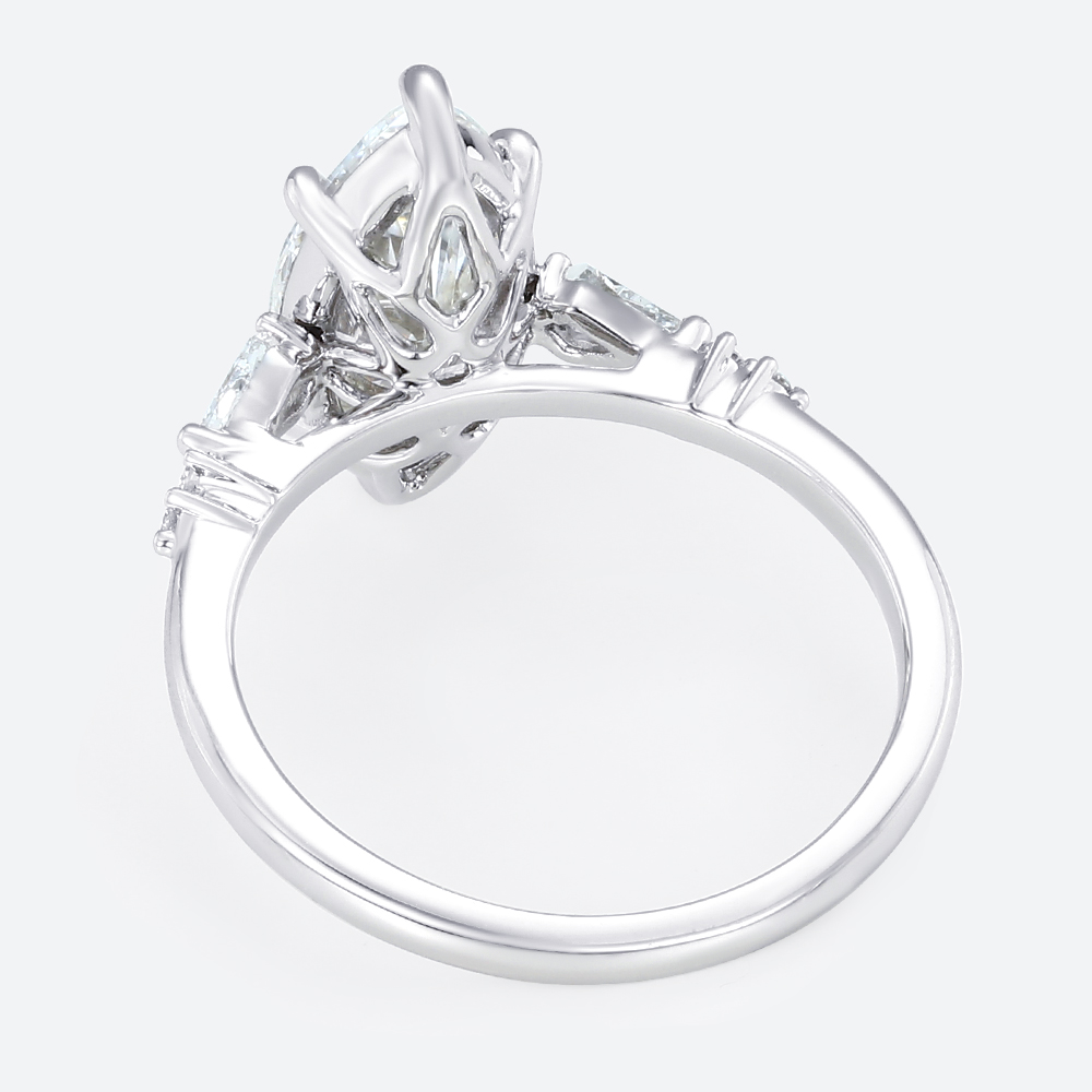 2ct Lab Diamond Marquise Cut Rings​​ Modern 6 Claw Prong Engagement Rings in White Gold