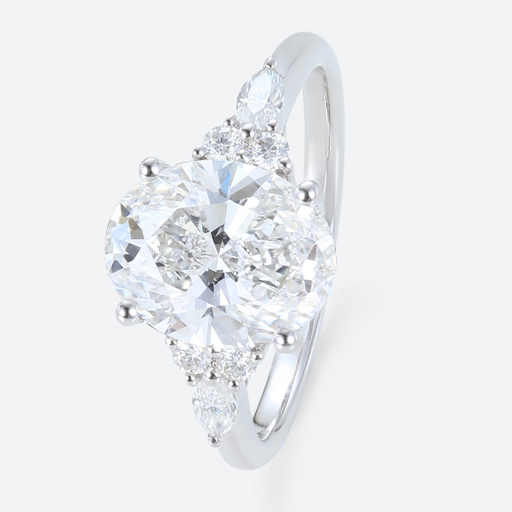 3Ct Lab Created Diamond Ring Vintage 4 Prong Engagement Ring in White Gold