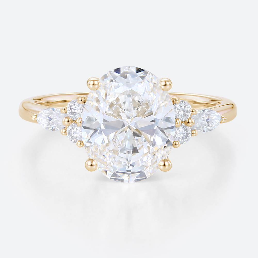 3Ct Lab Created Diamond Ring Vintage 4 Prong Engagement Ring in Yellow Gold