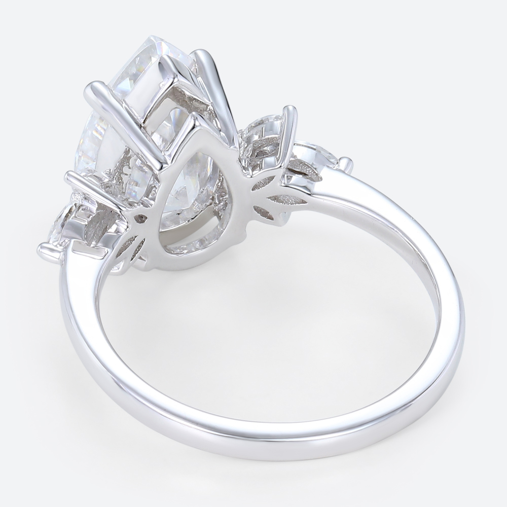 3ct Pear Cut Lab Created Diamond Rings​ Wing-Inspired 4-Prong Ring in White Gold