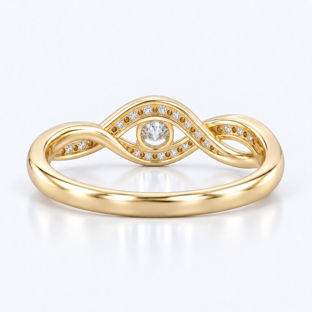 0.5ct Round Cut Lab Diamond Swirl Bypass Pavé Engagement Ring