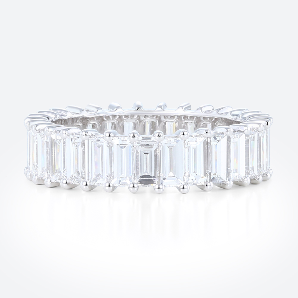 3.6ctw Baguette Cut Lab Grown Diamond Eternity Wedding Band Architectural Stacking Ring (1)