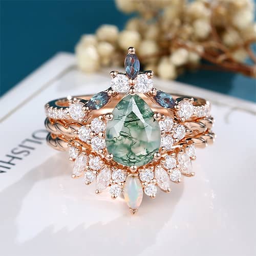 3 PCS Pear Shaped Engagement Ring