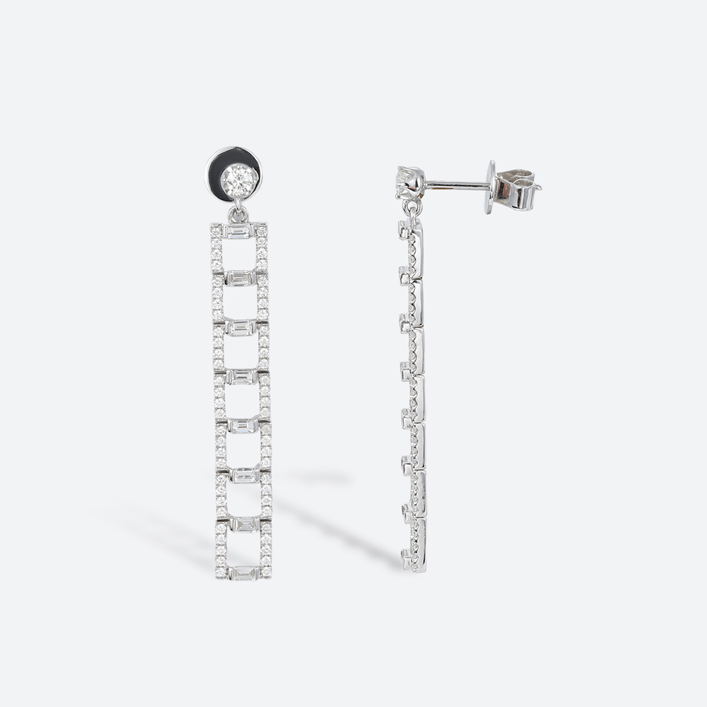 Lab Diamond Earrings Long Dangle Earrings