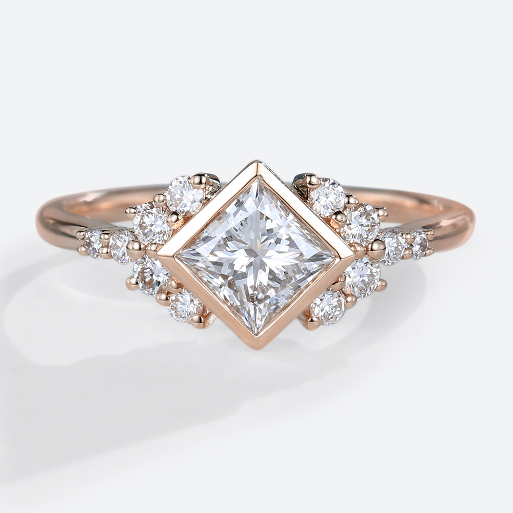 1ct Princess Cut Lab Grown Diamond Rose Gold Engagement Ring in rose gold
