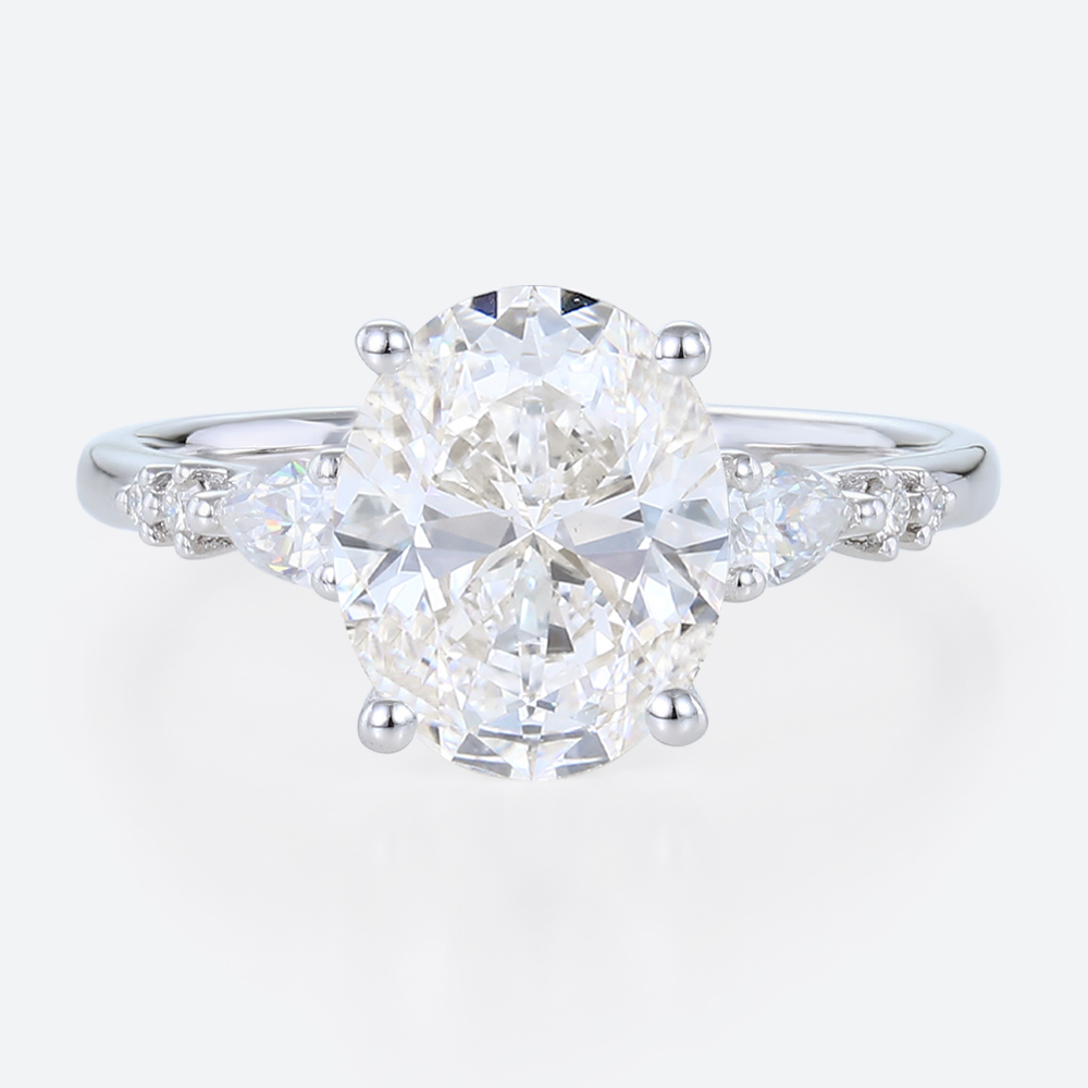 3 Carat Diamond Ring Lab Grown 4 Prong Oval Engagement Ring