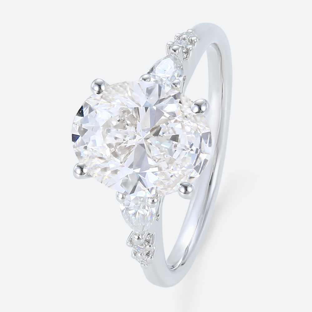 3 Carat Diamond Ring Lab Grown 4 Prong Oval Engagement Ring