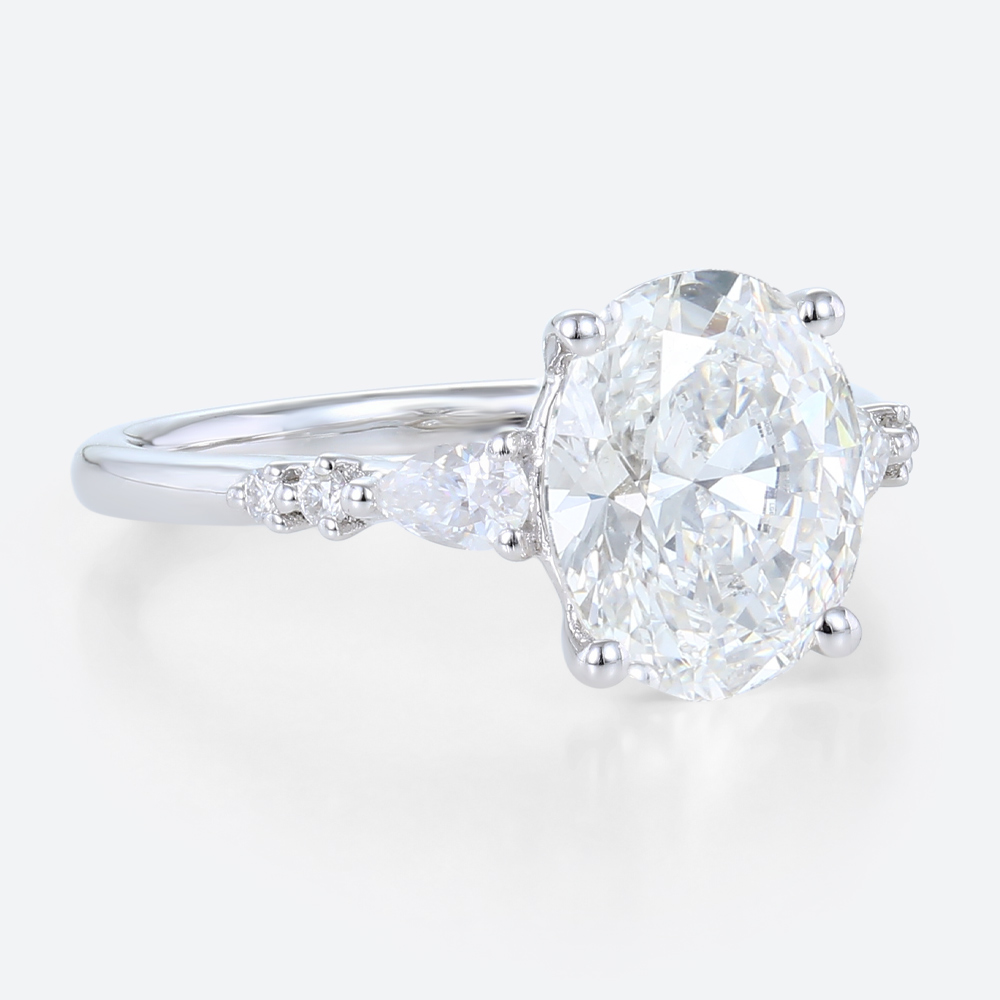 3 Carat Diamond Ring Lab Grown 4 Prong Oval Engagement Ring