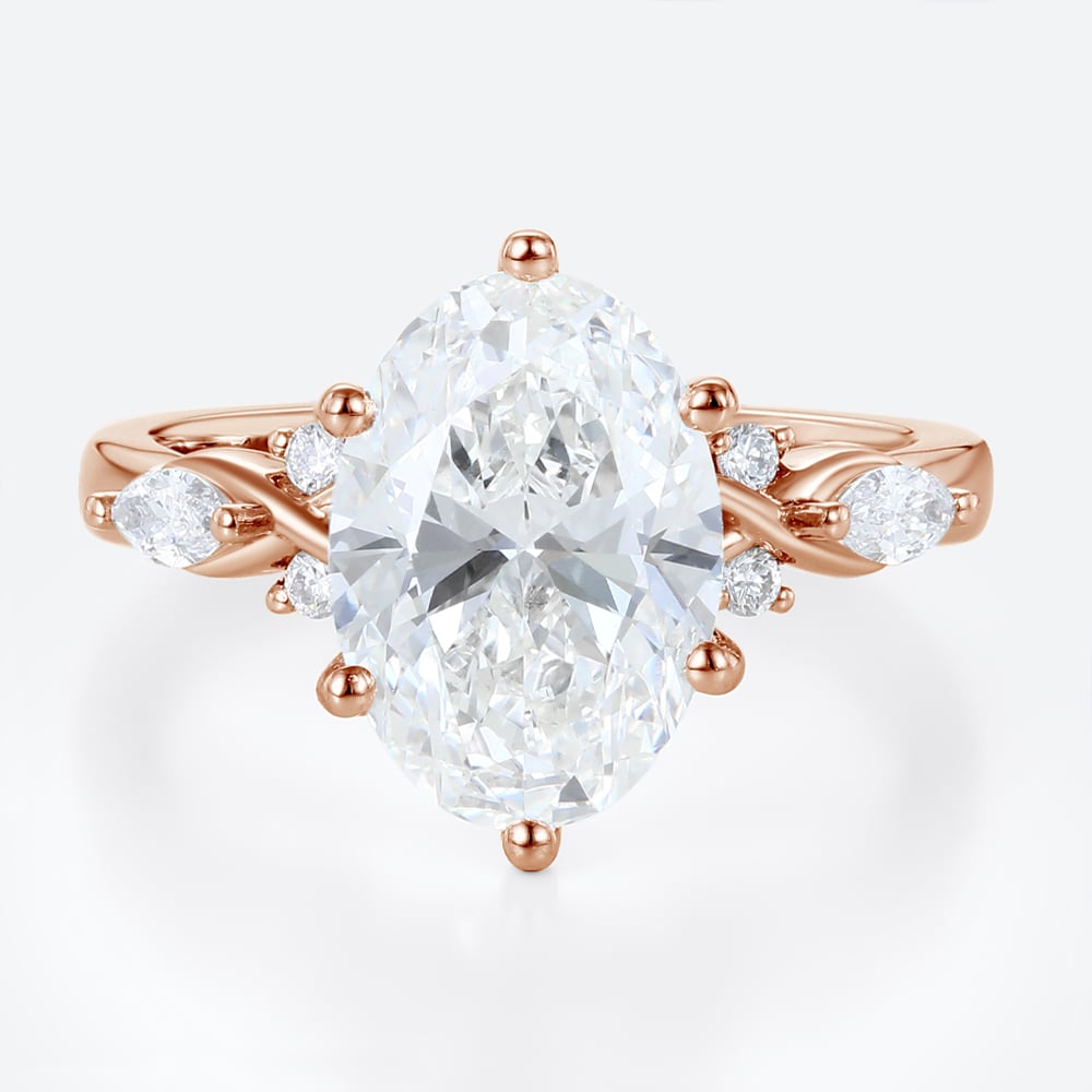3 Carat Oval Lab Grown Diamond Ring Modern Modern 6-Prong Engagement Ring in Rose Gold