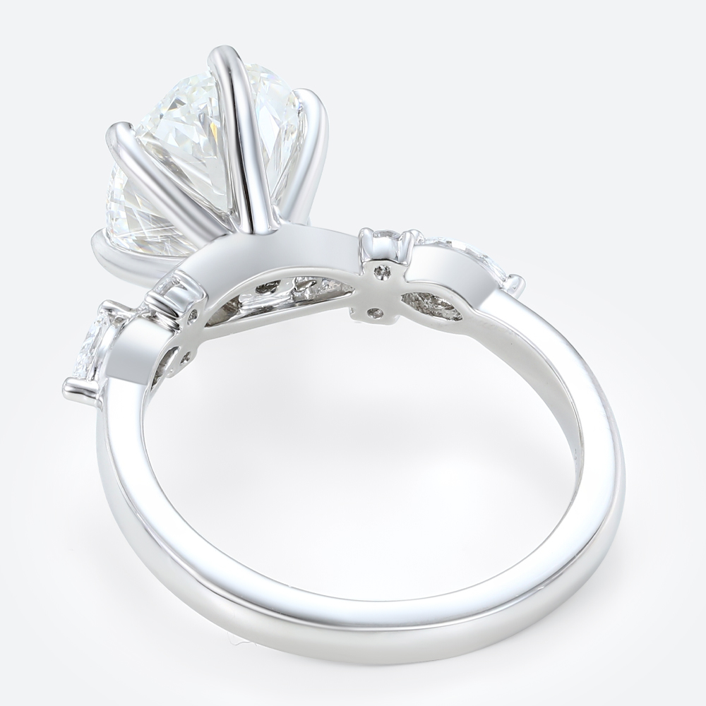 3 Carat Oval Lab Grown Diamond Ring Modern Modern 6-Prong Engagement Ring in White Gold