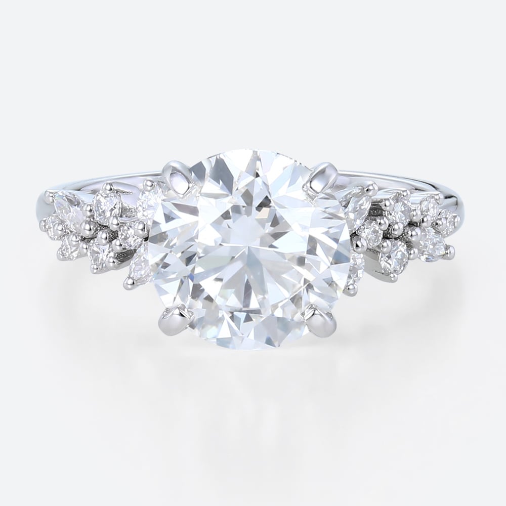 3 Carat Lab Diamond Ring Floral 4 Prong Round Engagement Ring