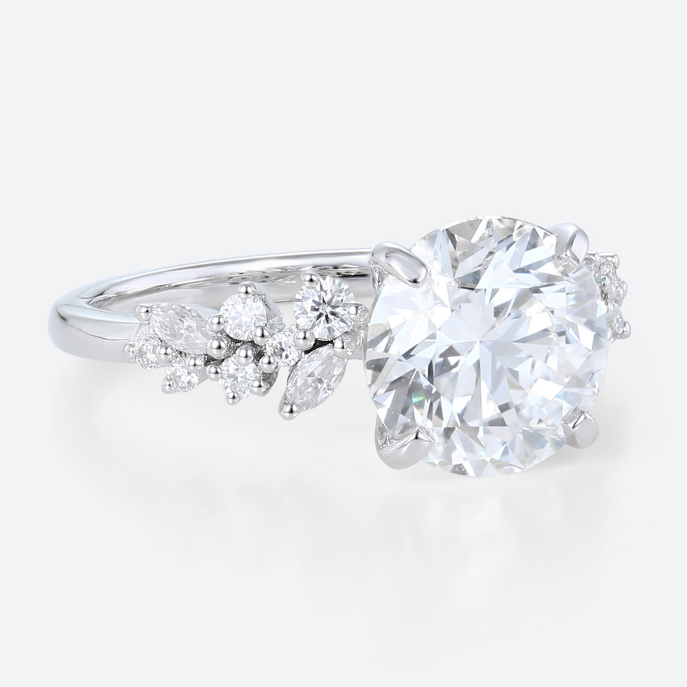 3 Carat Lab Diamond Ring Floral 4 Prong Round Engagement Ring