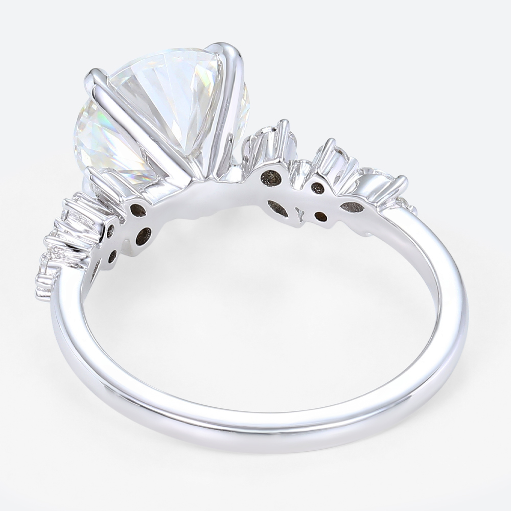 3 Carat Lab Diamond Ring Floral 4 Prong Round Engagement Ring
