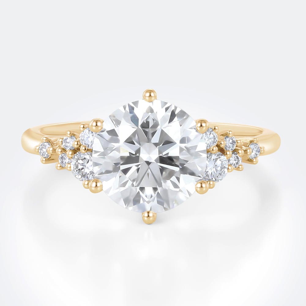 3 Carat Round Lab Created Diamond Ring 6 Prong Engagement Ring in Yellow gold