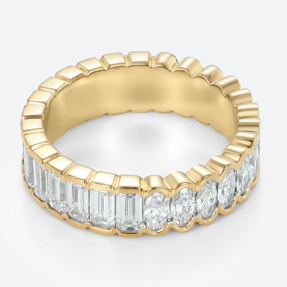 Lab Diamond Rings Eternity Rings​ 3ct Emerald Oval Cut Art Deco Eternity Wedding Band in Two-Tone Gold