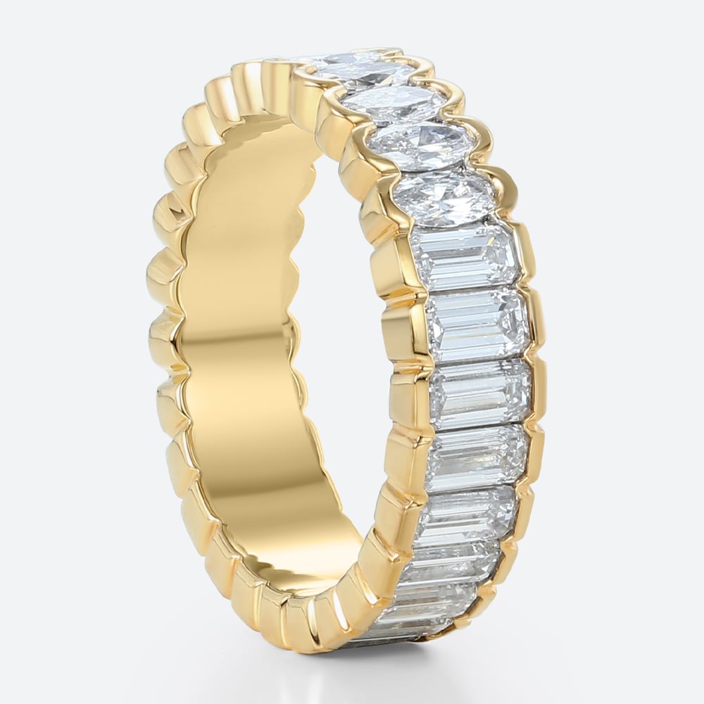 Lab Diamond Rings Eternity Rings​ 3ct Emerald Oval Cut Art Deco Eternity Wedding Band in Two-Tone Gold