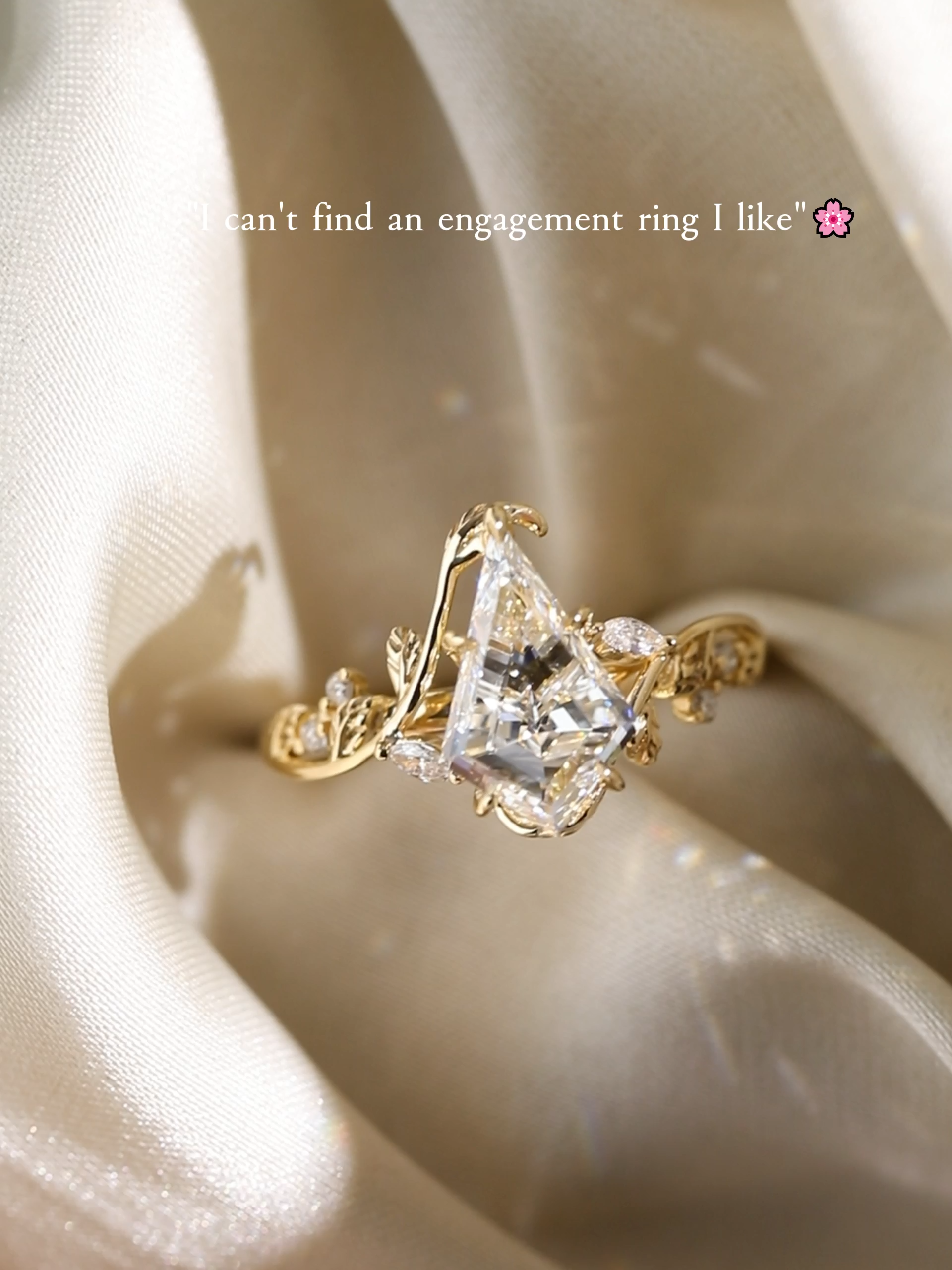 2ct Kite Cut Lab Grown Diamond Botanical Vine Engagement Ring in Yellow Gold