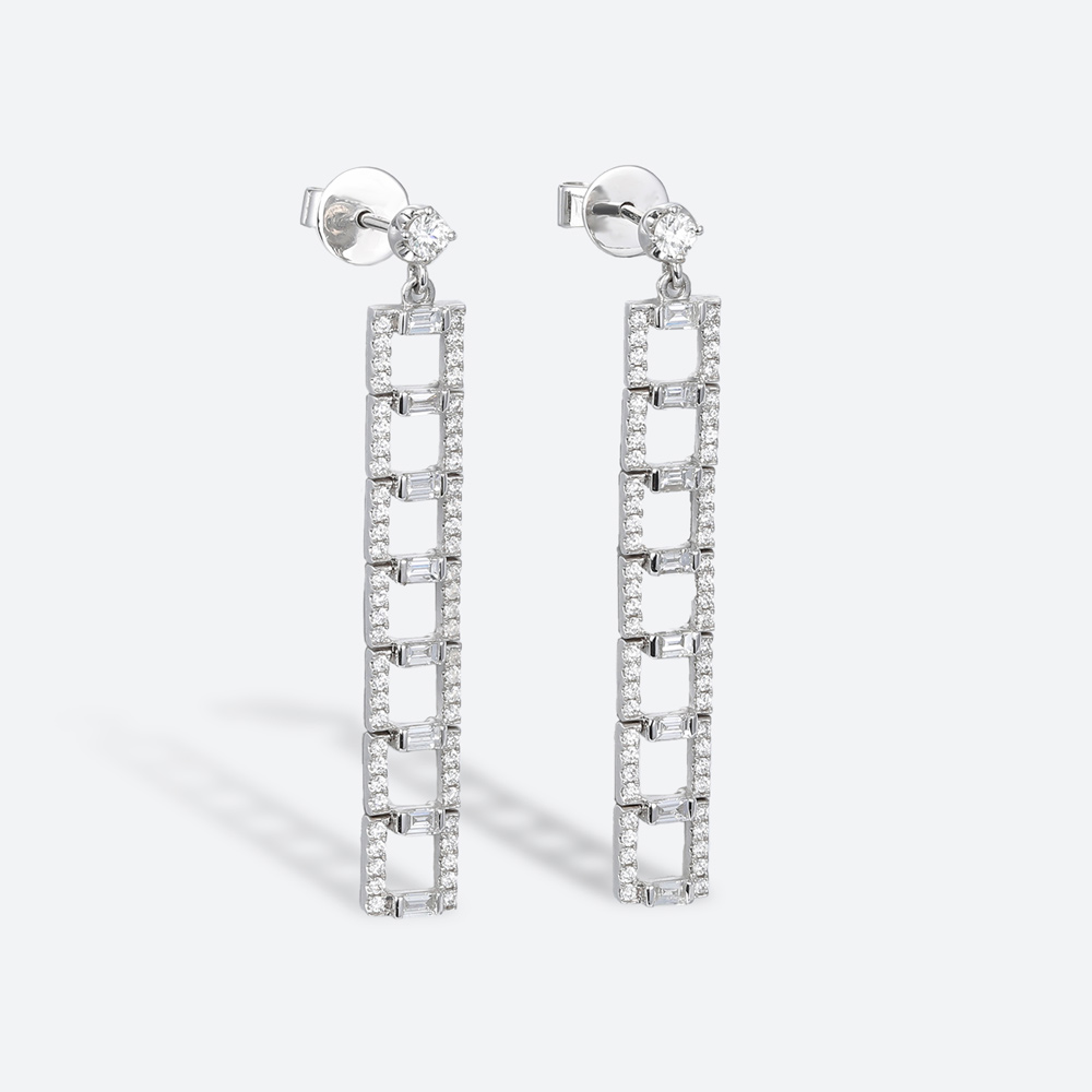 Lab Diamond Earrings Long Dangle Earrings