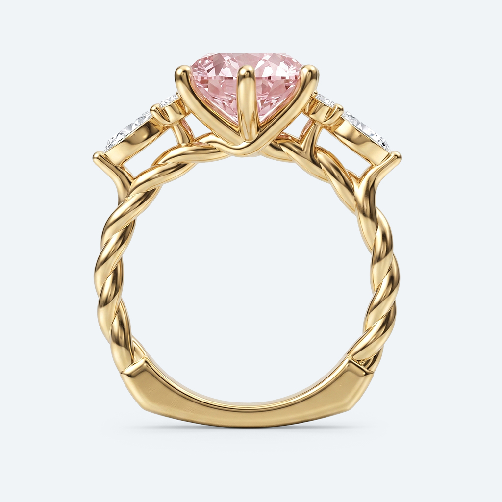 4ct Oval Lab Pink Diamond Ring European Shank Engagement Ring