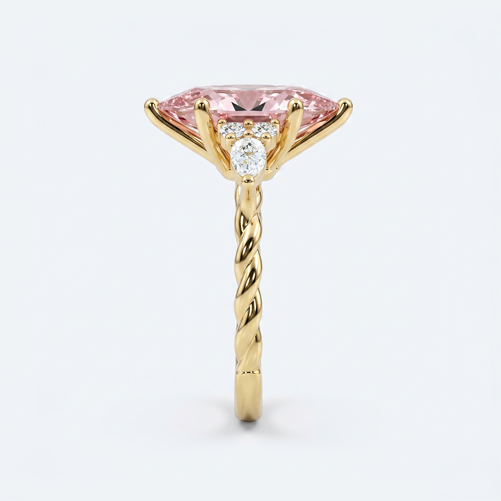 4ct Oval Lab Pink Diamond Ring European Shank Engagement Ring