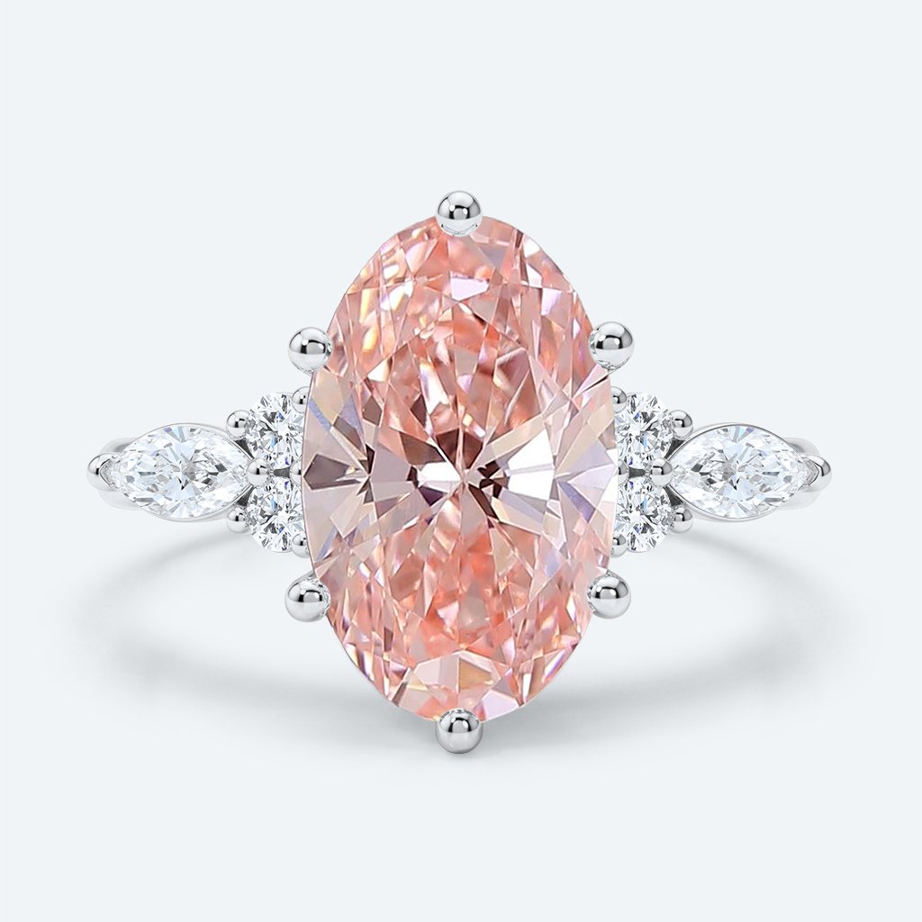 4ct Oval Lab Pink Diamond Ring European Shank Engagement Ring