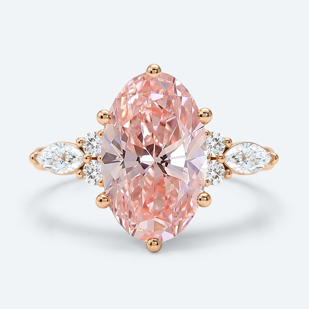 4ct Oval Lab Pink Diamond Ring European Shank Engagement Ring