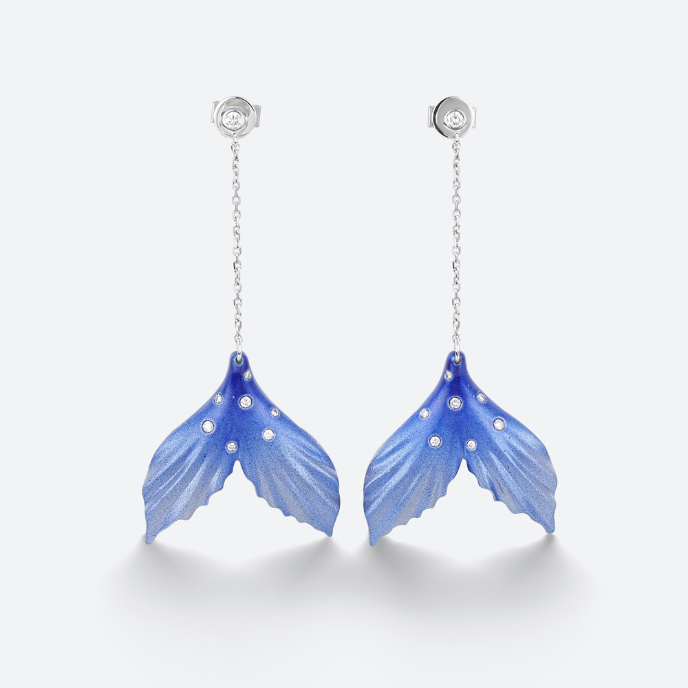Lab Diamond Drop Earrings For Women Mermaid Tail Earrings