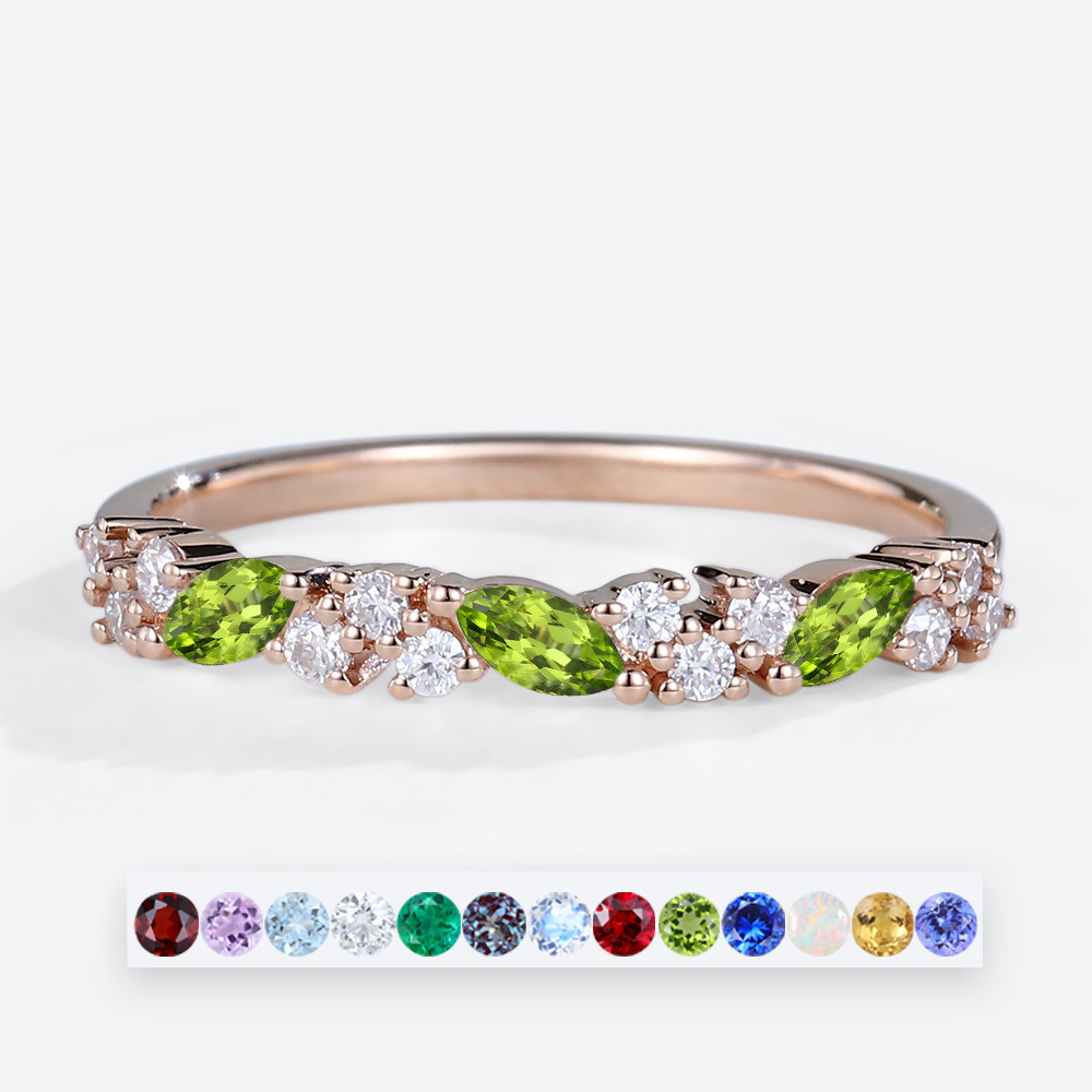 Gold Birthstone Rings Multi Gemstone Band Ring Stack Rings Gold