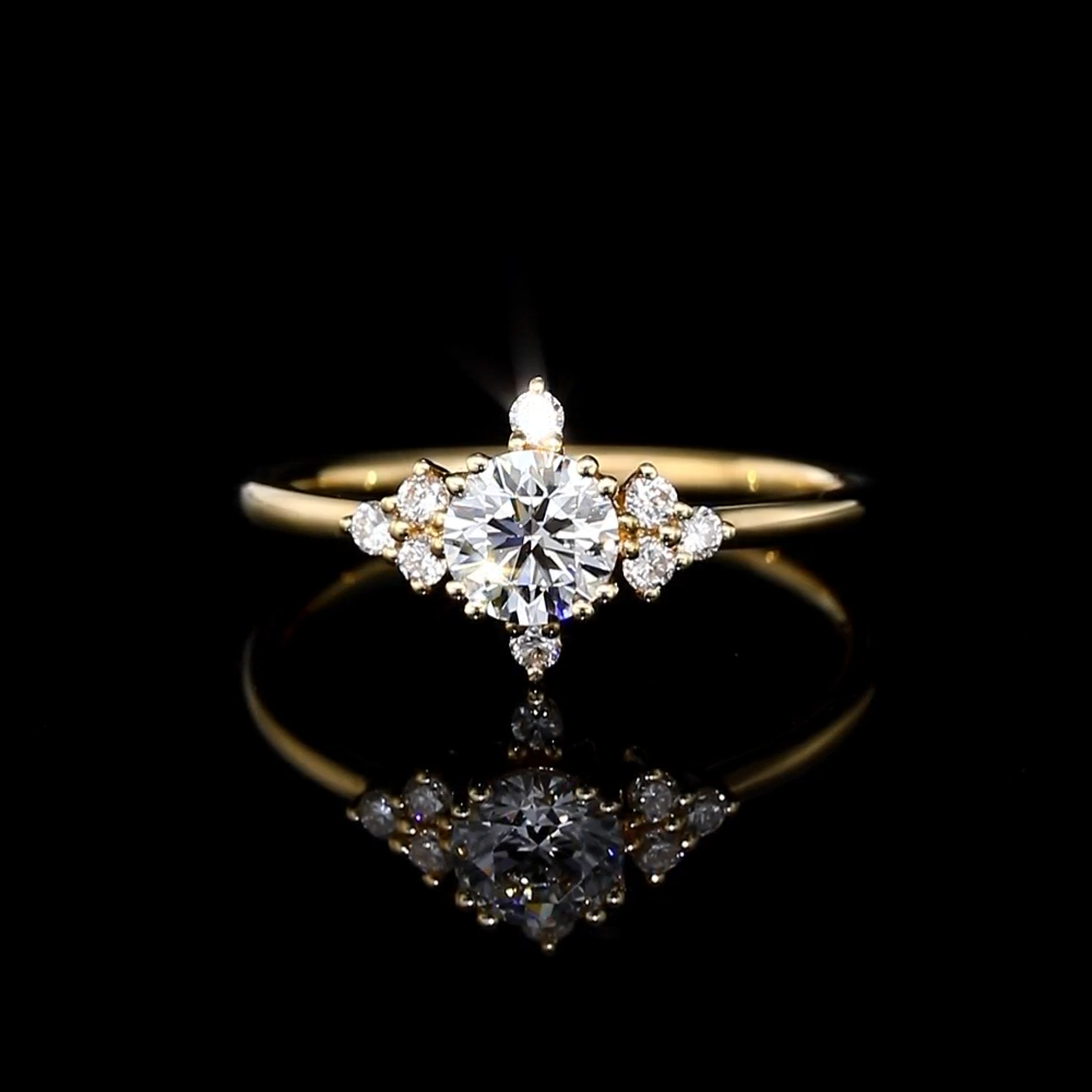 0.5ct Round Cut Lab Grown Diamond Vintage Cluster Engagement Ring in Rose Gold