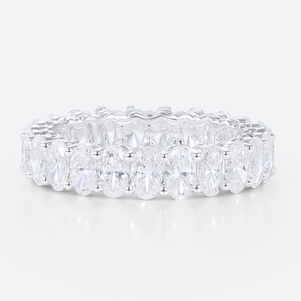 6.3ct Oval Cut Lab Diamond Eternity Ring Shared Prong Wedding Band in White Gold