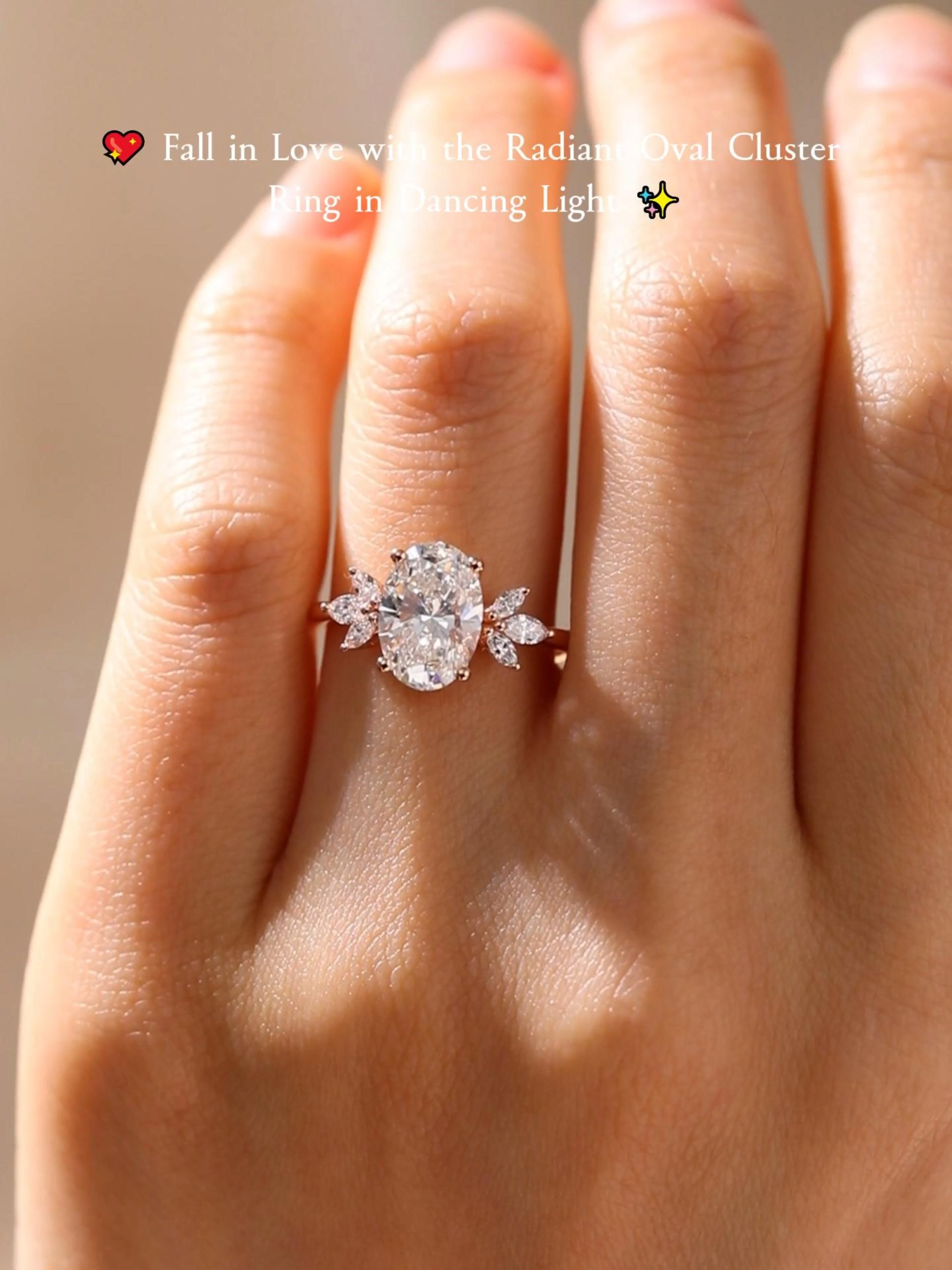 1.5ct Oval Cut Lab Grown Diamond Marquise Cluster Engagement Ring in White Gold