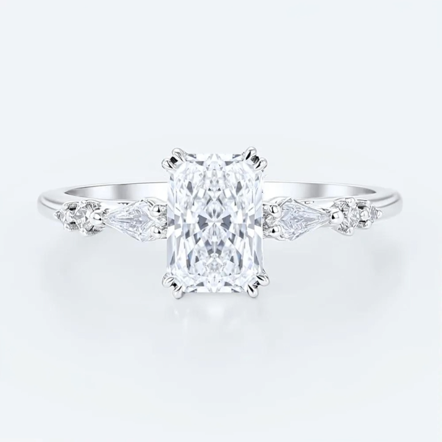 1ct Radiant Cut Lab Grown Diamond Four-Prong Solitaire Engagement Ring in White Gold