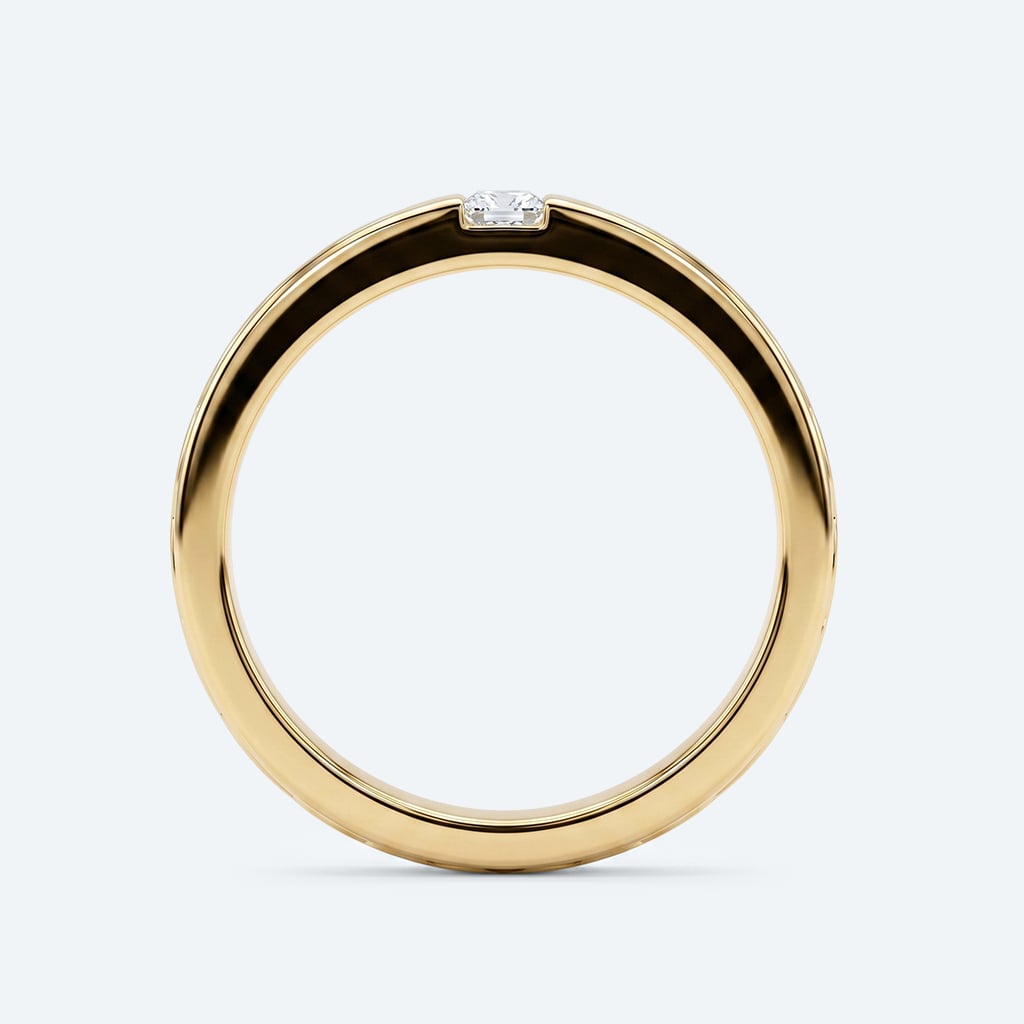 Baguette Cut Lab Diamond Rings Recessed Engraved Wide Bands